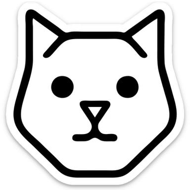 cat with a prominent jawline, modern icon style, bold black outlines sticker