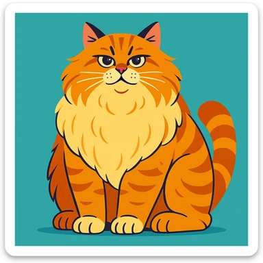 the world's biggest cat, fluffy and enormous, sitting regally sticker