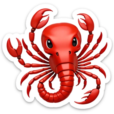 A 3D cartoon Scorpio zodiac sign in red, glossy texture, simple background, Memoji-style rendering. sticker