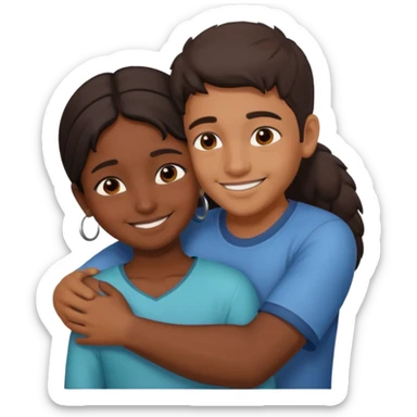 indian boy huggin indian girl from behind sticker