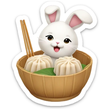 Dim sum with cute bunny sticker