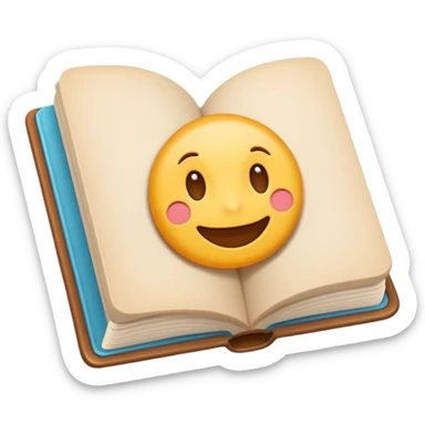 Cute cartoon-style emoji of an open book. Rounded shapes, soft shadows, glossy colorful texture, Telegram emoji style. sticker