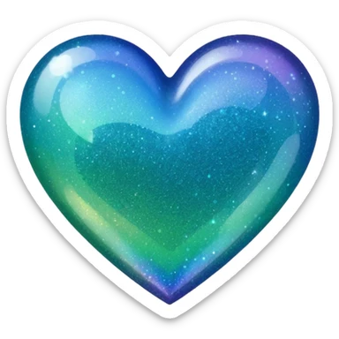 glitter heart, blue to green ombre sticker