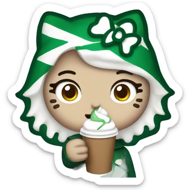 Hello kitty drinking starbucks sticker