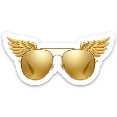 fancy gold sunglasses with wings sticker
