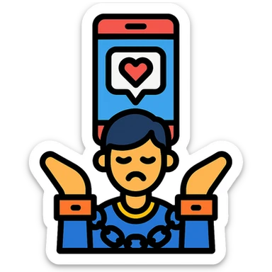 social media addiction icon, simple and modern sticker
