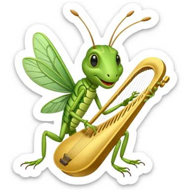 grasshopper playing lyre sticker