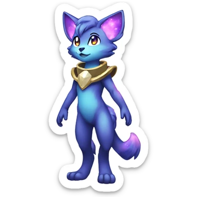 Shiny Anthro Sona Fakemon Nebula with a collar Full Body sticker