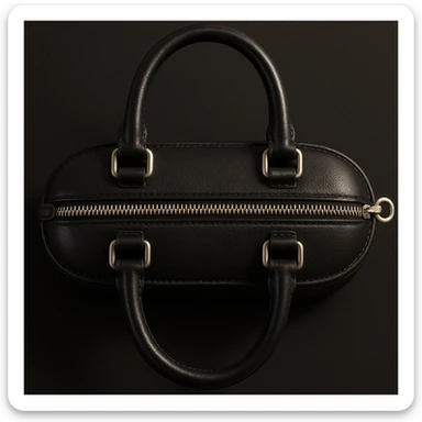 Make the Alaïa Teckel bag look more photorealistic with realistic leather texture, metallic hardware, and natural lighting, top-down view. Preserve transparency if present. sticker