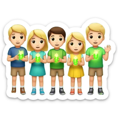 Children catching fireflies  sticker