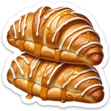 Almond croissant with a caramel syrup on it sticker