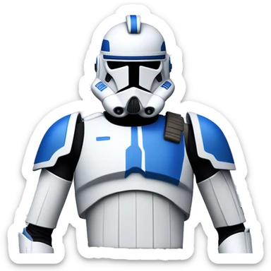 Clone trooper with a white face and blue marks on his armor to look like the 501st division. Also add some shoulder pads to give him the commander look.  sticker