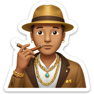 guy smoking cigar with grills sticker