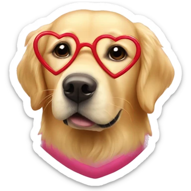 Golden retriever wearing heart glasses sticker