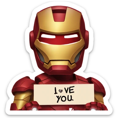 Ironman holding a sign i love you sticker