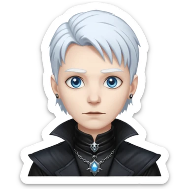 necromancer with black leather outfit white hair sticker