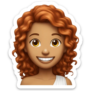 mulher ruiva com cabelos longos com franja vestida de noiva com sorriso mostrando os dentes sticker