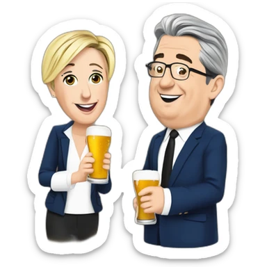 Marine Le Pen bois une bière avec Jean-Luc Melenchon sticker