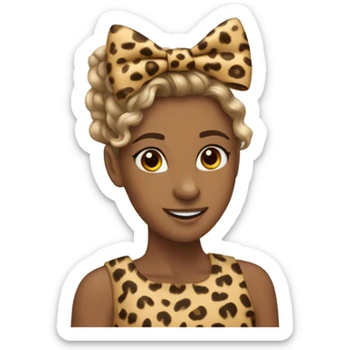 Cheetah print hair hair with ribbon falling  sticker