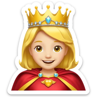happy face with a tiara and cape sticker