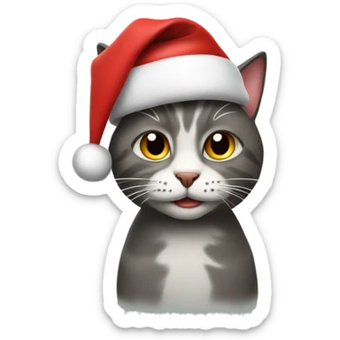 Christmas cat wearing a Santa hat sticker