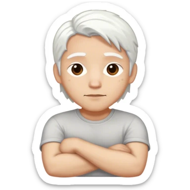 Mops weiss mit grossen aber wenigen braunen flecken der die arme verschrenkt sticker