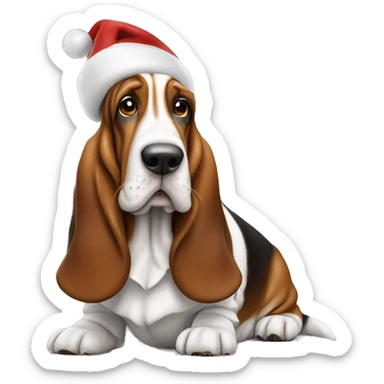 Basset hound christmas sticker