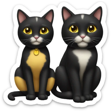 A black female cat with a yellow male cat playing sticker