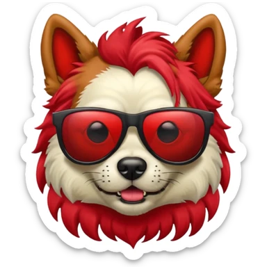 Zombie dog with red hair and sun glasses sticker