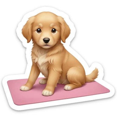 Sassy Golden retriever puppy on light pink yoga mat sticker