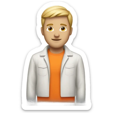 White guy orange jumpsuit sticker