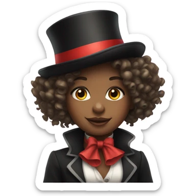 Girl with curly hair top hat circus sticker