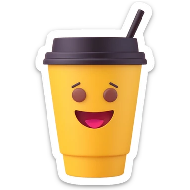 friendly smooth detailed to-go coffee cup 3D emoji style sticker