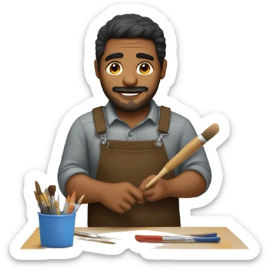 hombre pintando sticker