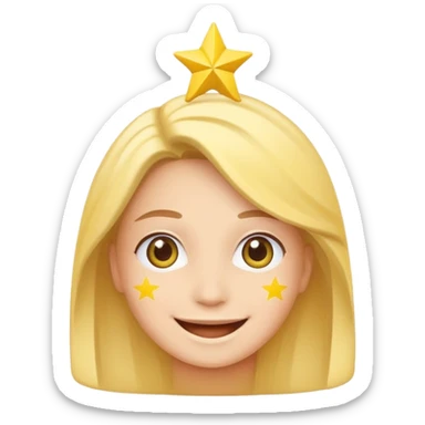 happy smiling face with colors and elements of the European Union flag, blue background with yellow stars, classic emoji style sticker