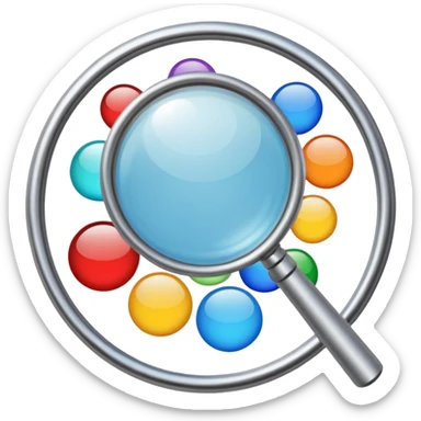 genera una lupa que este apuntando a solo 1 nicho dentro de varios nichos que hay en el mercado (HACIENDO QUE EN LA LUPA ESTE EL MAS IMPORTANTE) LA LUPA DEBE SER UNA LUPA REAL QUE ESTE VIENDO A VARIOS CIRCULOS DE DIFERENTES COLORES sticker