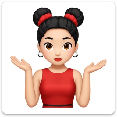 pucca character, playful expression, red dress, black hair buns, no text sticker