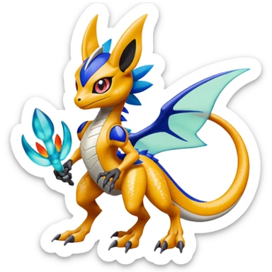 Meloetta-Greymon-Inteleon-Greninja-Pokémon-Digimon-Fakémon-fusion-hybrid-creature sticker