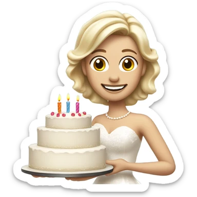 Blonde bride celebrating her birthday sticker