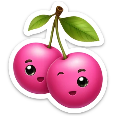 two pink cherries with a bow tying the stems together  sticker