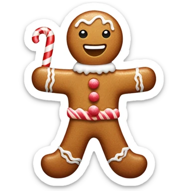gingerbread man with candy cane  sticker