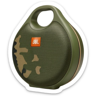JBL Clip 4 portable speaker in camouflage pattern, simple iOS emoji style sticker