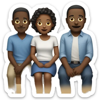une famille noir de 3 enfants sticker