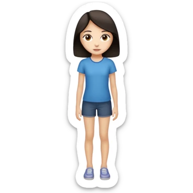 Make an emoji of a slender, full-length girl with dark hair and brown eyes sticker