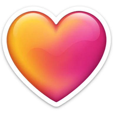 Yellow to orange to dark pink gradient heart sticker