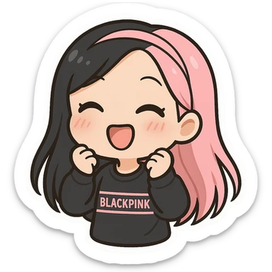 Blackpink inspired icon, pink and black, cute and expressive sticker