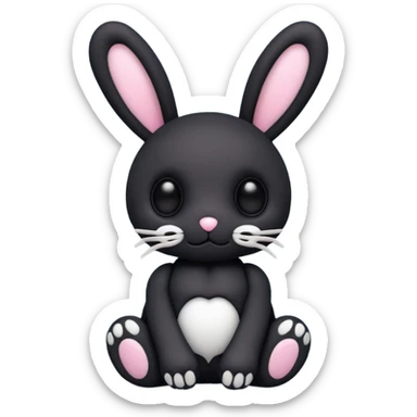 Emoji d'une peluche lapin squelette noir sticker