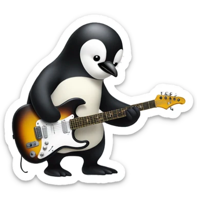 pengui playing electric guitar  sticker