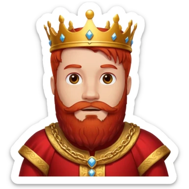 bearded king with no crown and red outfit red hair sticker