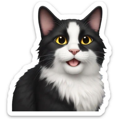 fluffy black cat with white spot on nose sticker